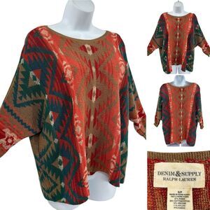 Ralph Lauren Denim & Supply Southwestern Print Dolman Sweater Sz S Aztec